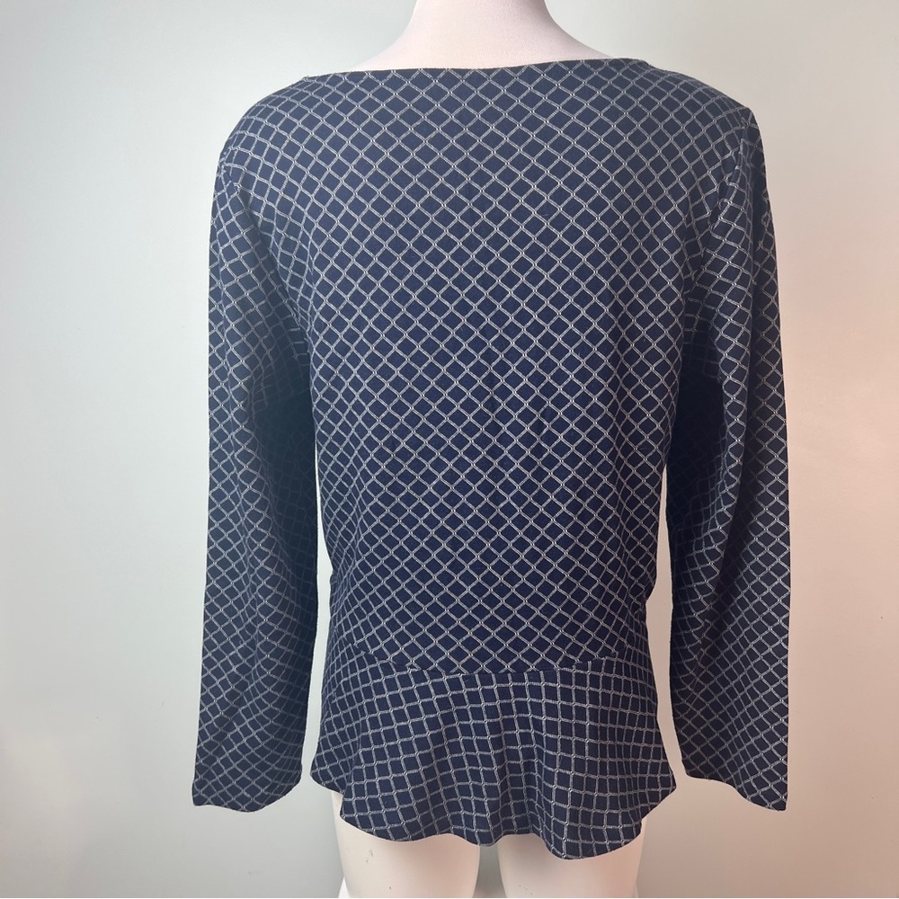Talbots Navy and White Geometric Peplum Tunic - Picture 3 of 11